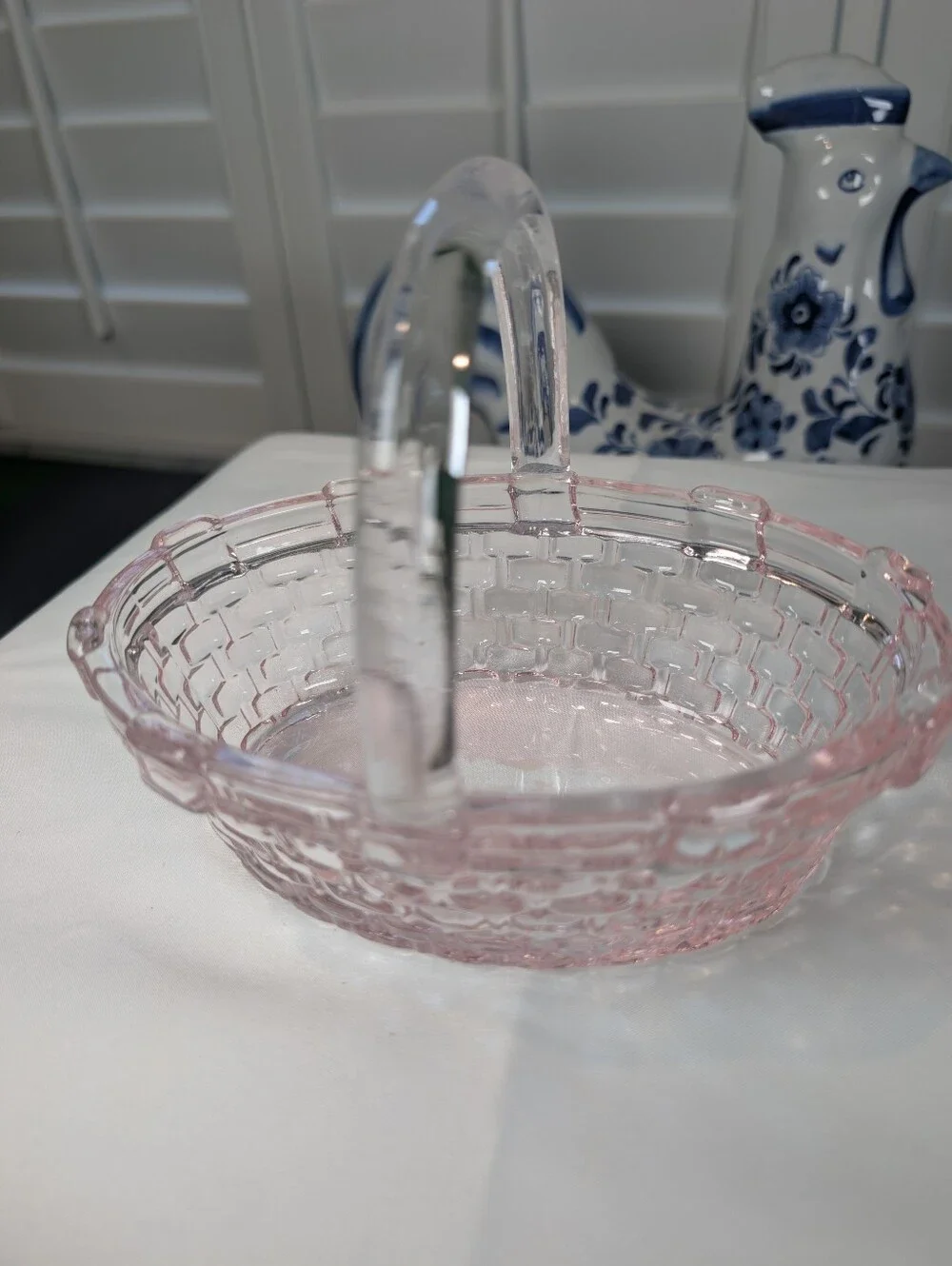Pink Glass Basket Serving Bowl - Home Bath